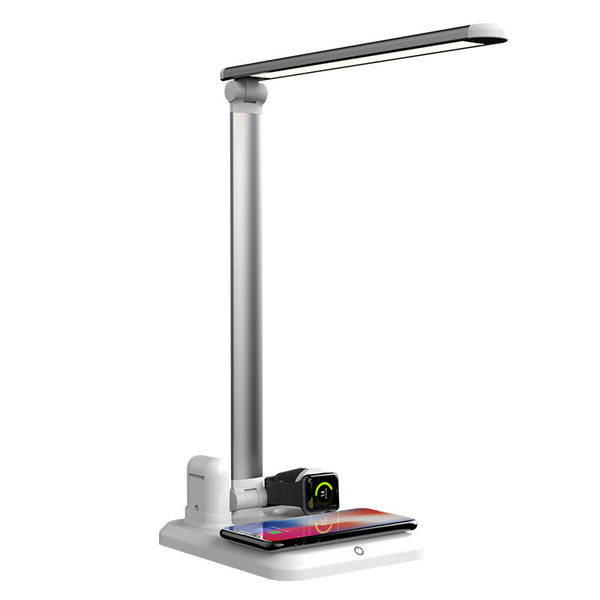 4-in-1 QI Wireless Charging Eye Protection Desk Lamp with Touch Switch, Adjustable Angle, For AirPods, iWatch, iPhone & More