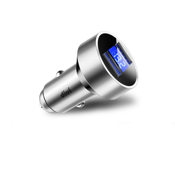 Dual-port USB Fast Car Charger with Digital Display - Keep Devices Charged While on the Go
