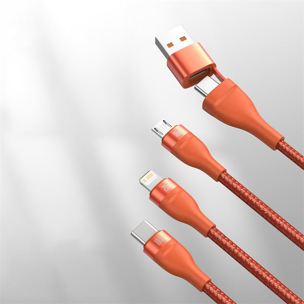 2-to-3 Fast Charging Cable (1.2m), with Double Input and Triple Output, 100W Power, Compatible with PD 20W/QC 18W
