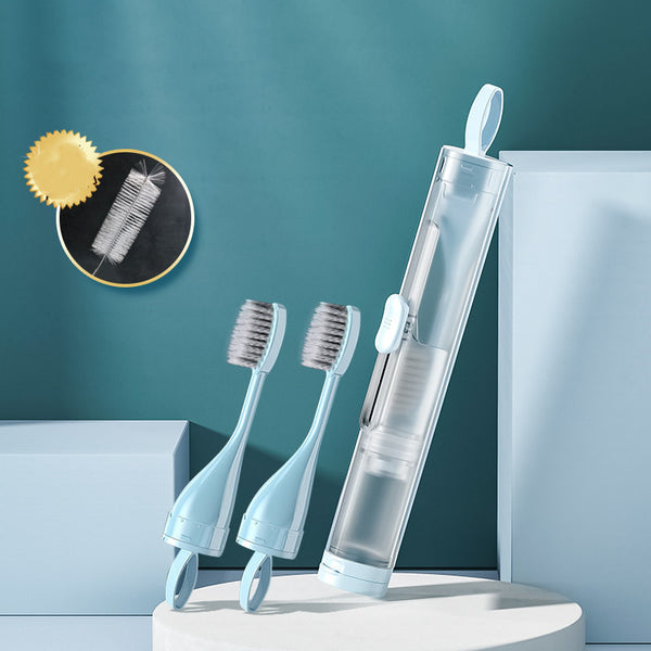 2-in-1 Mini Portable Toothbrush & Toothpaste Kit, for Travel, Camping & More
