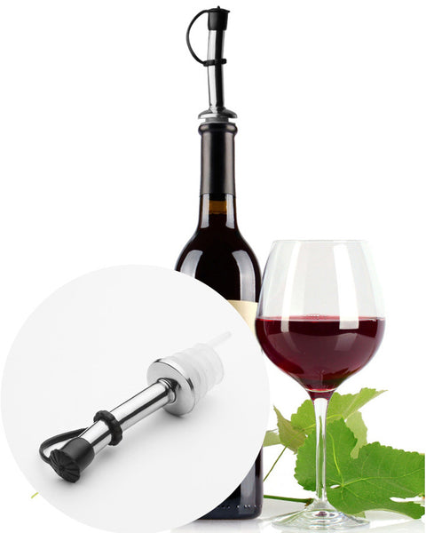 Stainless Steel Wine Olive Oil Liquor Bottle Pourers With Rubber Dust Caps