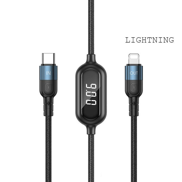 USB-C Fast-charging Charging Cable, with Current/Voltage Display, 60W Power & Data Transfer, for Phone, Tablet, Laptop
