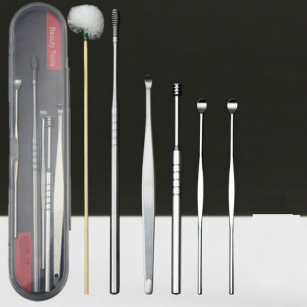 Portable & Waterproof 6-in-1 Professional Earpick Set, with Multiple Use Methods, Double-Head Removable, for Ear Wax Removal, Ear Canal Cleaning and Ear Health