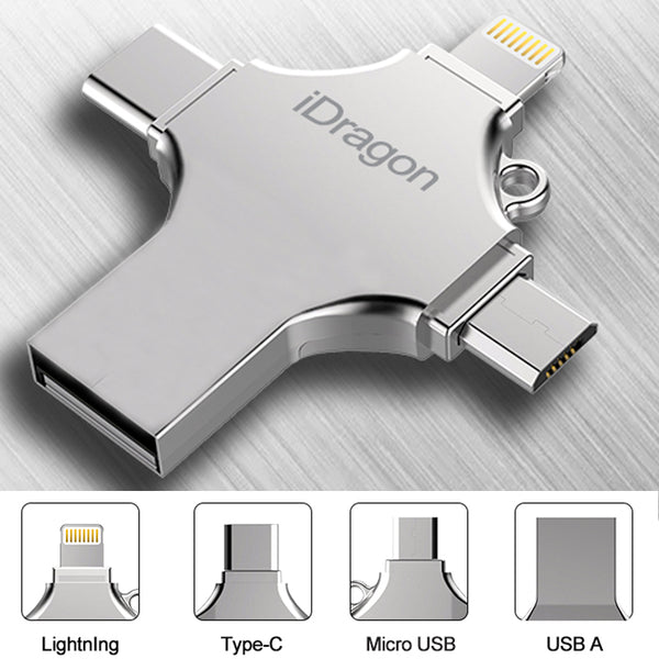 Portable 4-in-1 Flash Drive for Backing Up Any Smartphones