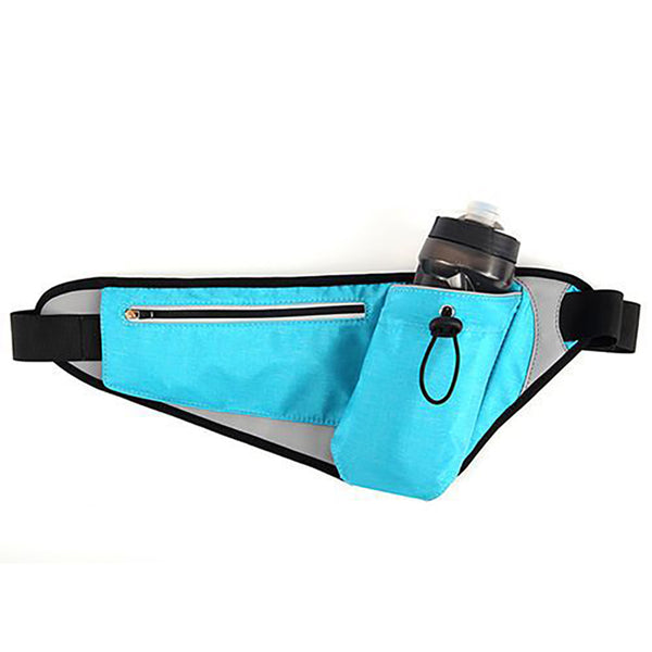 Waterproof Sports Waist Bag with Adjustable Bottle Holder & Night Reflective Strip, for Running, Camping, Jogging, Hiking, Trip and More