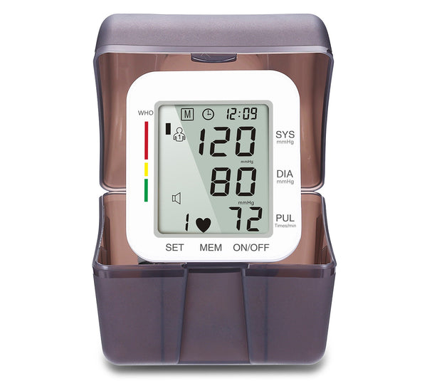 Rechargeable Electronic Wrist Blood Pressure Monitor, with Accurate Fast Reading, Large Display & One Touch Operation, for Home Use