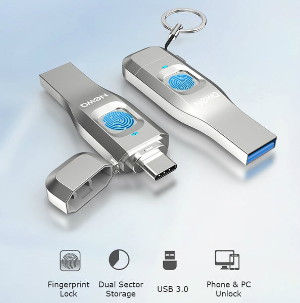 USB3.0 Fingerprint Encryption USB Flash Disk with APP Management System, for Business / Personal Data Security