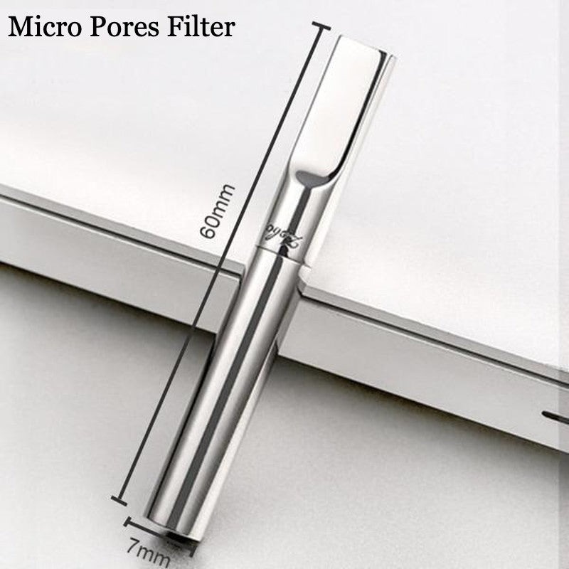 Portable Reusable Stainless Steel Cigarette Filter Holder, with Tar Fi