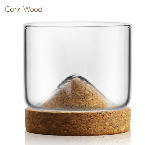 Short Drinking Glasses (120ml), with Wooden Base, for Tea, Coffee, Water & More (1 Pack)