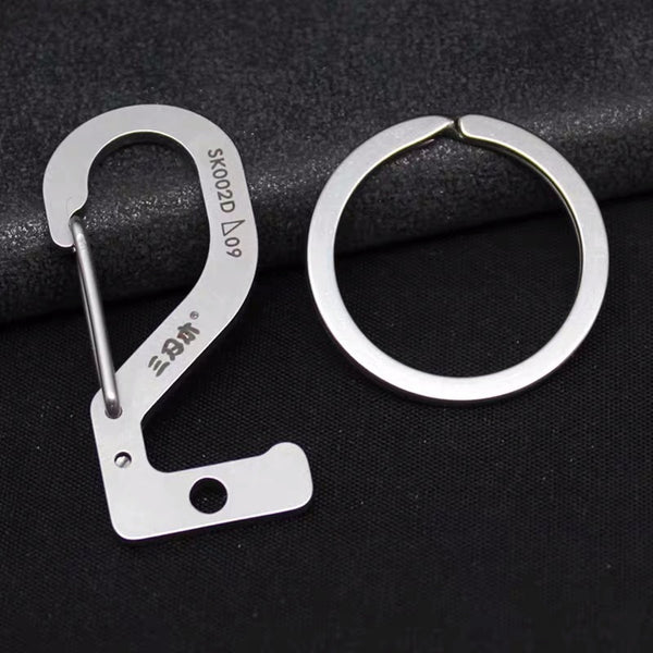 Lucky Number Stainless Steel Carabiner & Round Keyring Set, for Men & Women