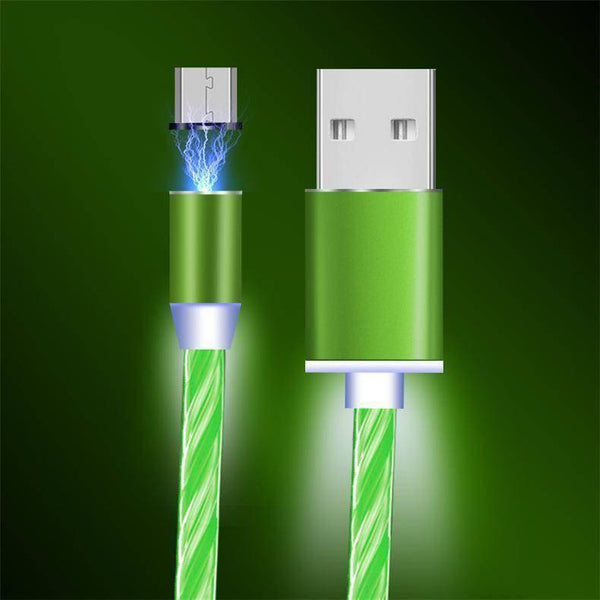 3-in-1 & 360° Rotatable Magnetic Luminous USB Data Cable For Android, iPhone & Type-C