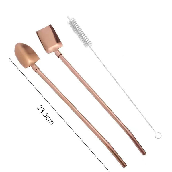 2-In-1 Stainless Steel Shovel Straw Spoon