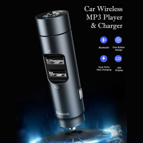 Bluetooth5.0 FM Transmitter Car Charger with Dual USB Mobile Phone Chargers for All Types of Phones and Vehicles
