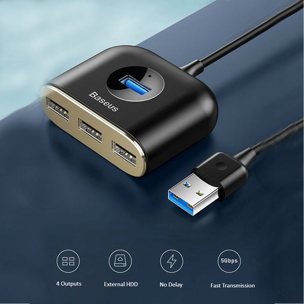4-in-1 Expansion Dock with USB/Type-C Connector, Four-port Simultaneous Output, 5Gbps Transmission Speed, Compatible with HDD, Card Reader, Printer, Radiator, Mouse, etc.