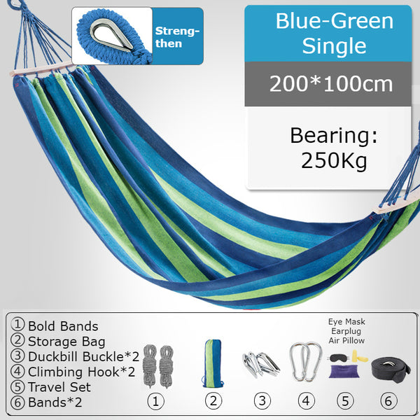 Thickened Single/Double Hammock, More Breathable, Safer and More Comfortable, For Camping, Dormitory & Leisure