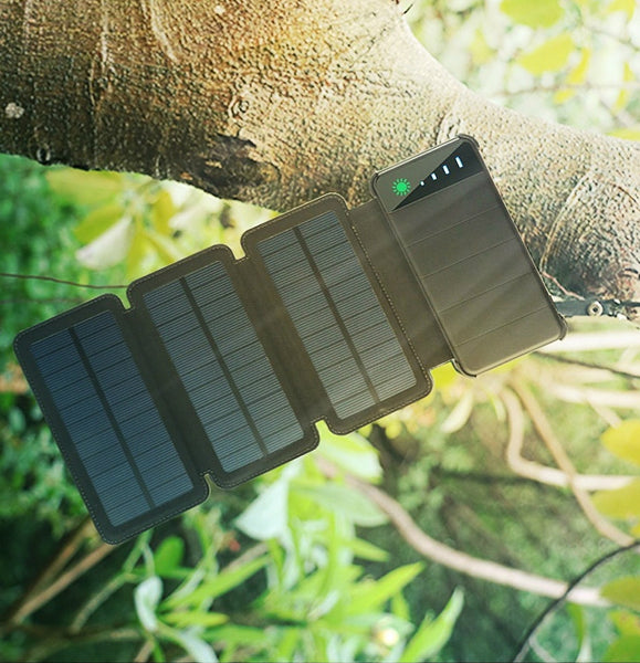 10000mAh Portable & Foldable Solar Power Bank With 5V/2A Outputs, Compatible With Smart Phones, Tablets & More