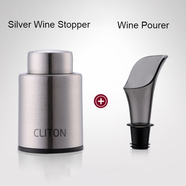 Vacuum Wine Stopper & Wine Pourer Set, with Date Scale, Food-grade Silicone Material and Efficient 30-day Preservation