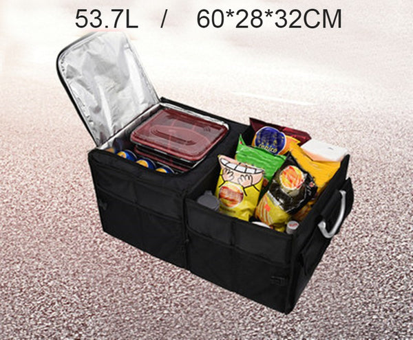 Multifunctional Foldable Car Trunk Storage Box, with 50L Large Capacity, Detachable Partition and Scratch-resistant and Easy-to-clean Design