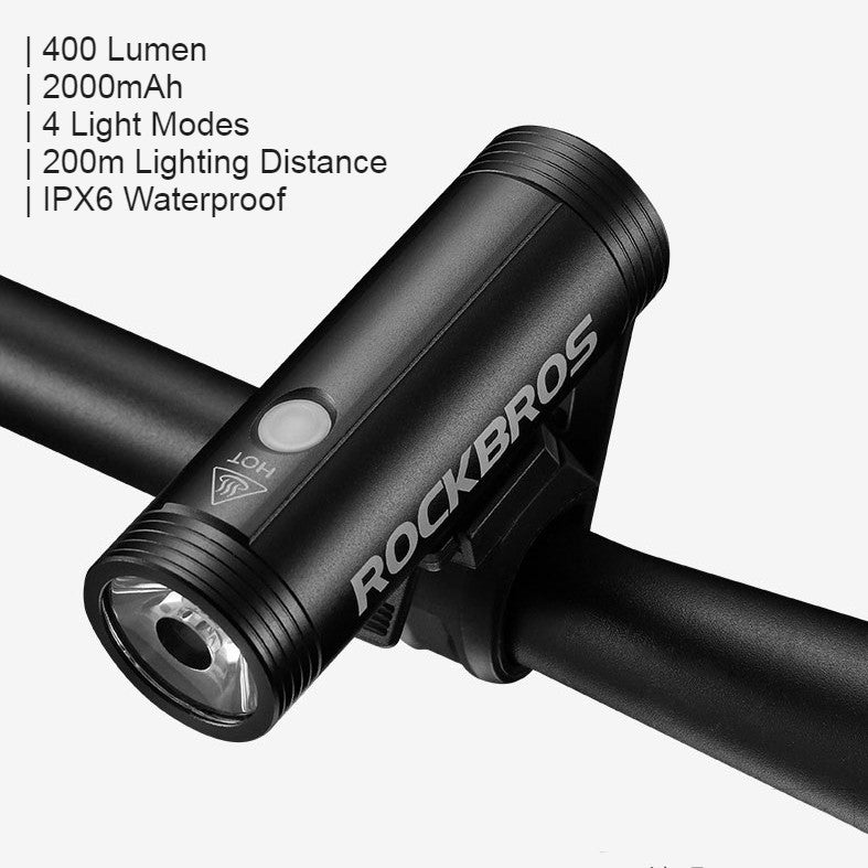 Bike Flashlight, with 400/800 Lumens, Waterproof, Rechargeable and Ant