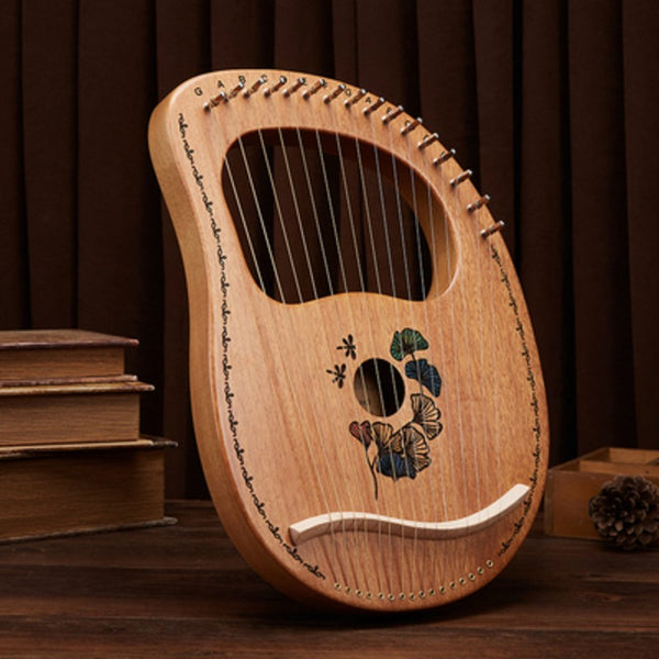 Classy 16-String Lyre Harp with Metal Strings, Tuning Wrench, Spared Strings, Manual and Bag, for Beginners and Professionals