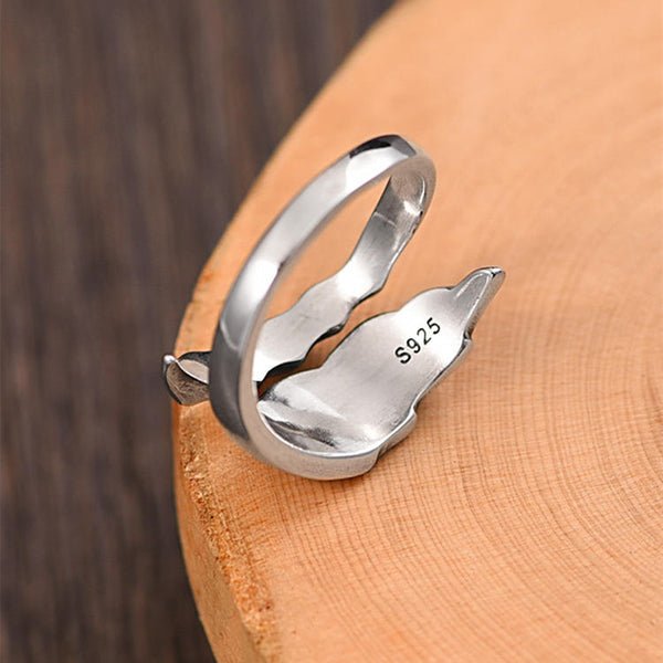 Adjustable 925 Sterling Silver Angel Wing Ring For Men And Women