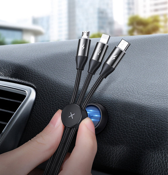 3-in-1 Magnetic Multiple USB Charging Cable With Micro, Light & Type C