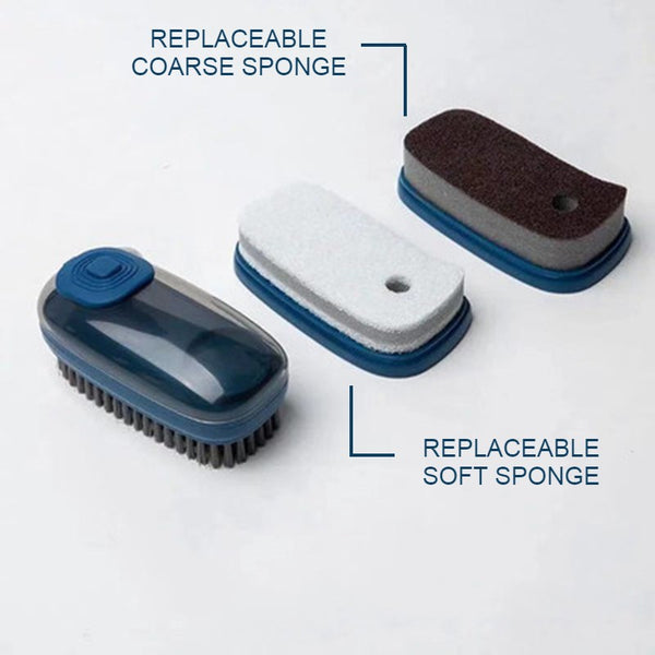 Multifunctional Soap Dispensing Palm Brush, with Replaceable Soft and Hard Sponges, for Pot, Pan, Sink, Shoes Cleaning