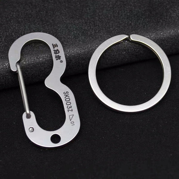 Lucky Number Stainless Steel Carabiner & Round Keyring Set, for Men & Women