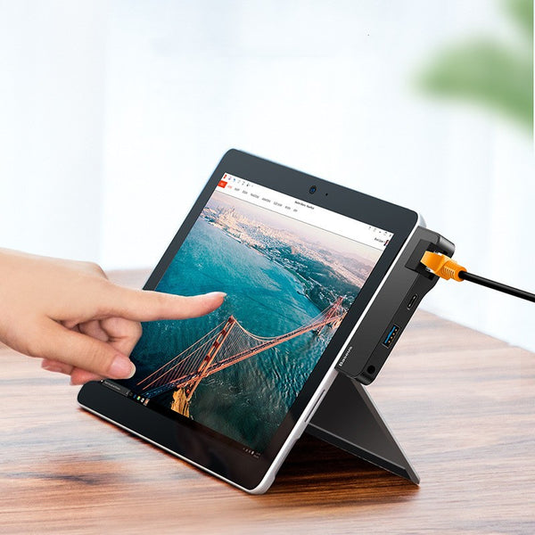 4-in-1 Surface Go Docking Station, USB Type C Adapter Dongle with Ethernet Port, USB 3.0 Port, USB-C Data Transfer Port, 3.5mm Audio/Headphone Jack