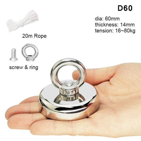 Super Strong Fishing Magnet, with Durable Rope, for River, Magnetic Fishing, Indoor, Outdoor
