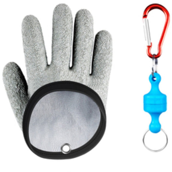 Cut-resistant Fishing Gloves, with Magnet Hooks, Soft and Elastic Material, Anti-slip & Waterproof Design