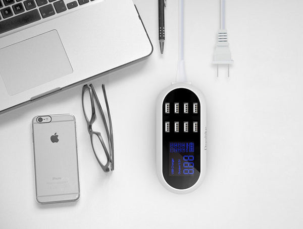 8-Port USB Charge Station with Digital Display - Charge Faster, Safer and Smarter