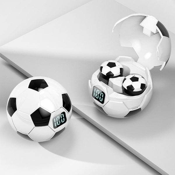 TWS Bluetooth5.1 Wireless Earbuds, with Unique Football Design, LED Battery Display & Lanyard