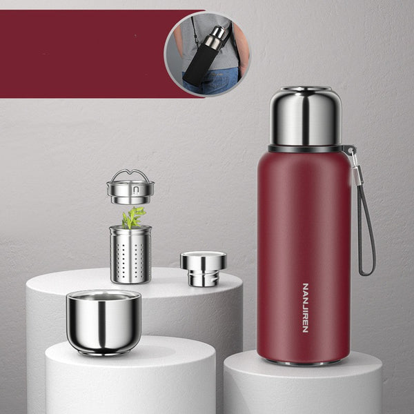 Insulated Thermos Water Bottle, with Tea Filter & Wide-mouth Opening, for Coffee, Tea & Cold Beverage