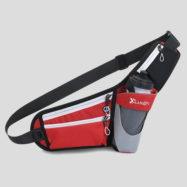 Running Belt Waist Pack, with Earphone Port & Bottle Holder, for Running, Hiking, Fitness