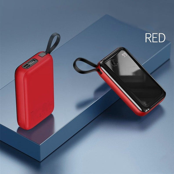 10000mAh Power Bank with Built-in Cable & 3 Outputs, for Phone & Tablet