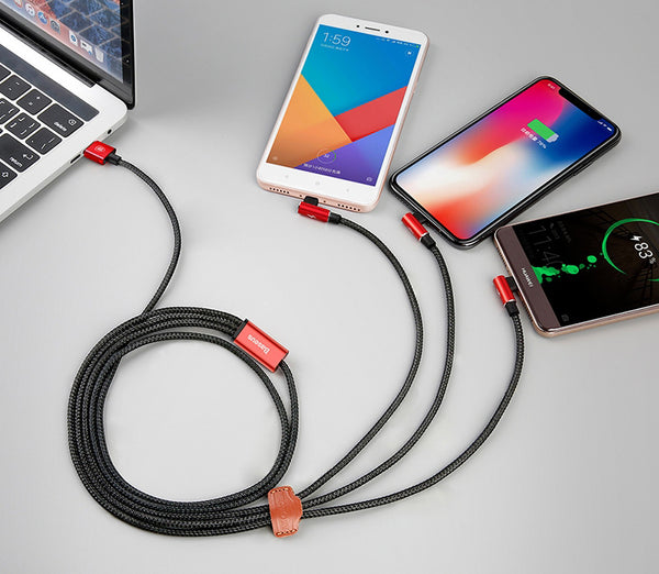 3-headed L-shaped Cable to Have All Your Devices Covered