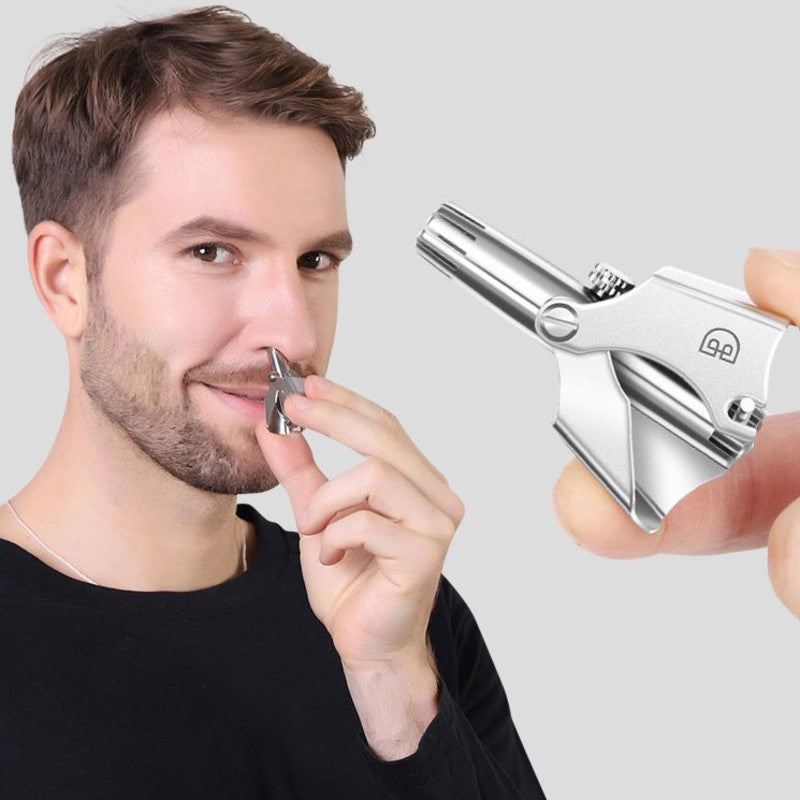 Portable Stainless Steel Manual Waterproof Nose Hair Trimmer, for Men