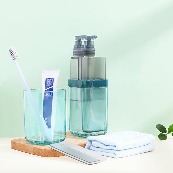 8-in-1 Portable Sub-Bottle, with 2 Cups, 2 Travel Bottles, Soft Toothbrush, Foldable Comb, Toothpaste & Towel