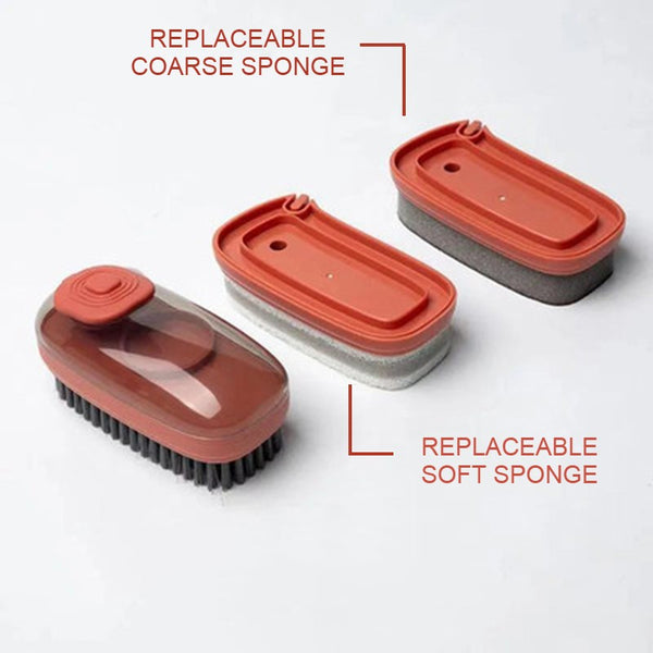 Multifunctional Soap Dispensing Palm Brush, with Replaceable Soft and Hard Sponges, for Pot, Pan, Sink, Shoes Cleaning