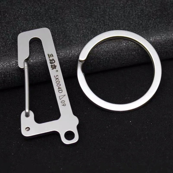 Lucky Number Stainless Steel Carabiner & Round Keyring Set, for Men & Women