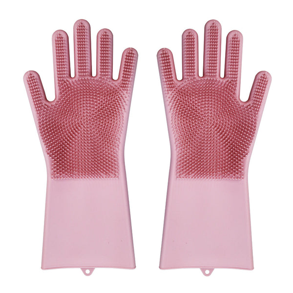 Magic Silicone Dishwashing Gloves with Rubber Scrubbers for Dishes, Ho –  GizModern