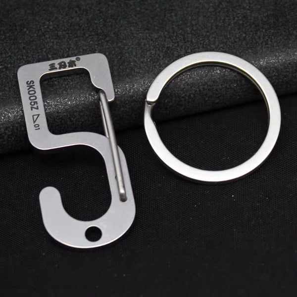 Lucky Number Stainless Steel Carabiner & Round Keyring Set, for Men & Women