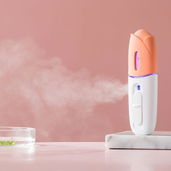 Portable Hand-held Mist Humidifier, with Fine Mist, USB Rechargeable and Clear Design, for Travel, Commute & More
