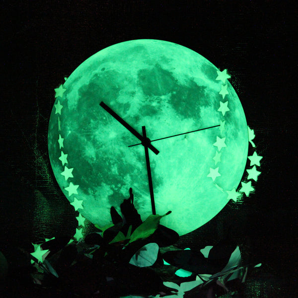 Follow The Moon Home - Wall Clock Glowing In The Dark