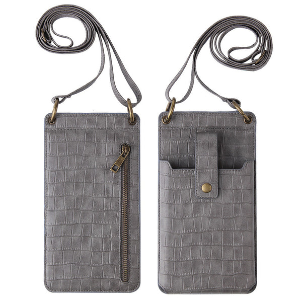 Sleek Crossbody Phone Bag with Adjustable Strap & Mirror, for Phone, Cards, Cash & More