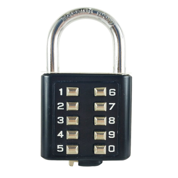 10-Digit Push Button Anti-theft Padlock, for Gym, Luggage, Drawer, Cabinet, Door and More