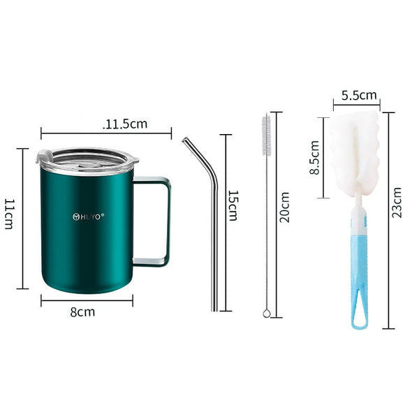 Stainless Steel Travel Mug with Leakproof Lid and Straw, for Home, Office, Driving