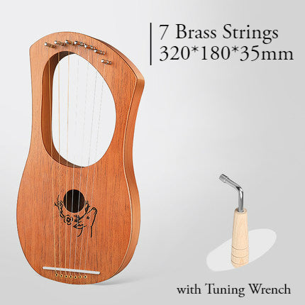 16 Brass String Mahogany Lyre Harp with Tone Wrench for Children, Teenager & Adults
