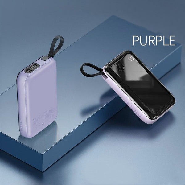 10000mAh Power Bank with Built-in Cable & 3 Outputs, for Phone & Tablet
